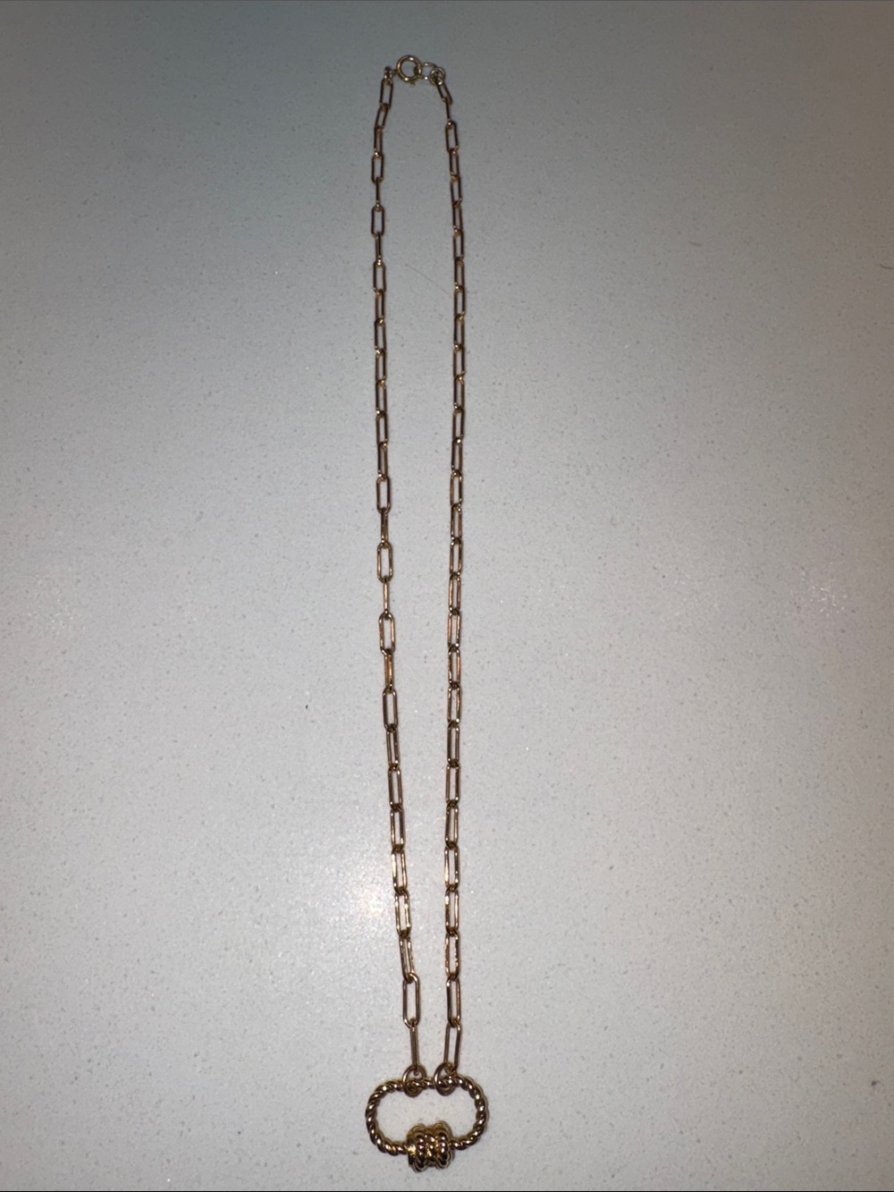 Joy Dravecky Knot Today Gold-Tone Paperclip Necklace with knot at center